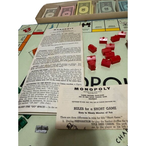 Vintage 1961 Monopoly Board Game Parker Brothers Complete - Picture 7 of 12